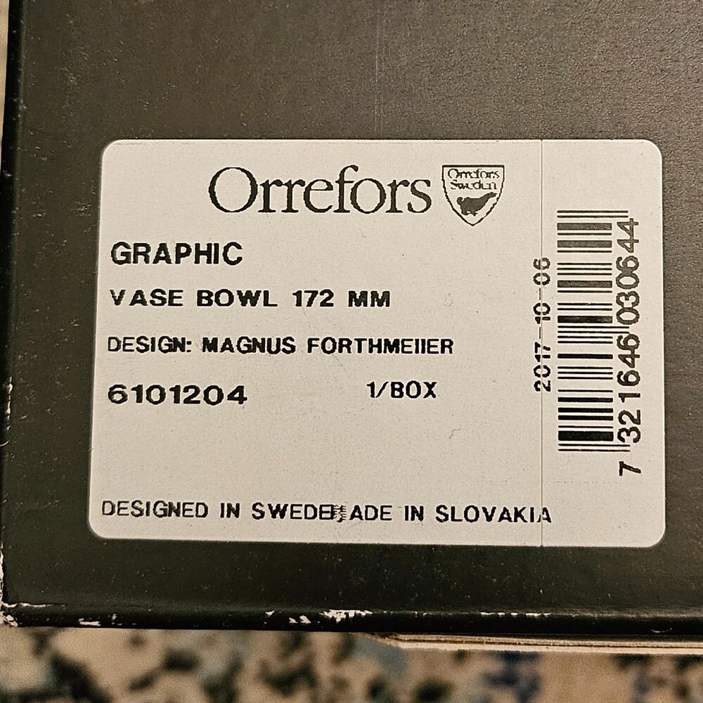 NEW Box Orrefors 6101204 Graphic Round Vase Bowl, Medium - Picture 5 of 12